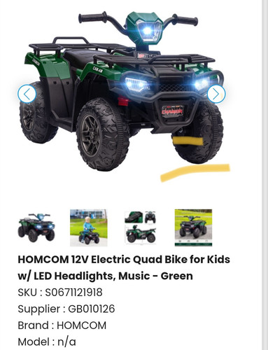 Homcom 12v electric kids quad - electric,
